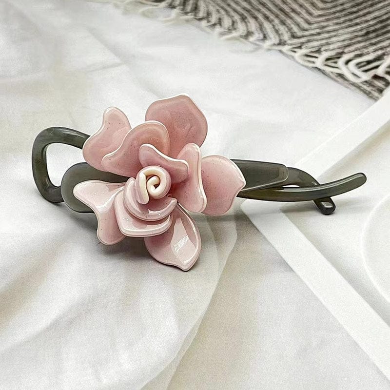 Medium Pink Camellia Side Clip | NueShiny