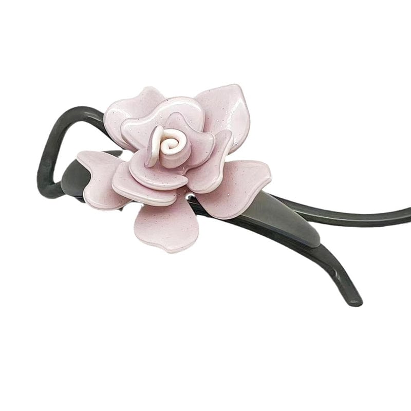 Medium Pink Camellia Side Clip | NueShiny