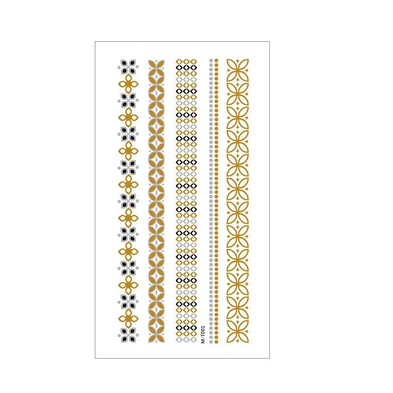 Gold Foil Metallic Temporary Tattoo Sticker for Parties & Events - Series 1