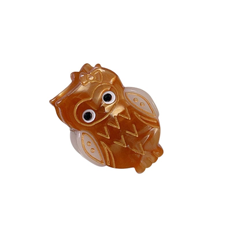 Mini Brown Heart Owl Hair Claw | NueShiny