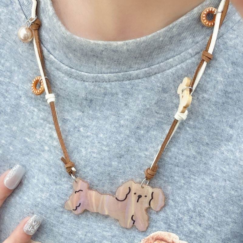 Brown Acetate Dog Necklace | NueShiny