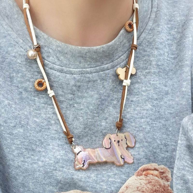 Brown Acetate Dog Necklace | NueShiny