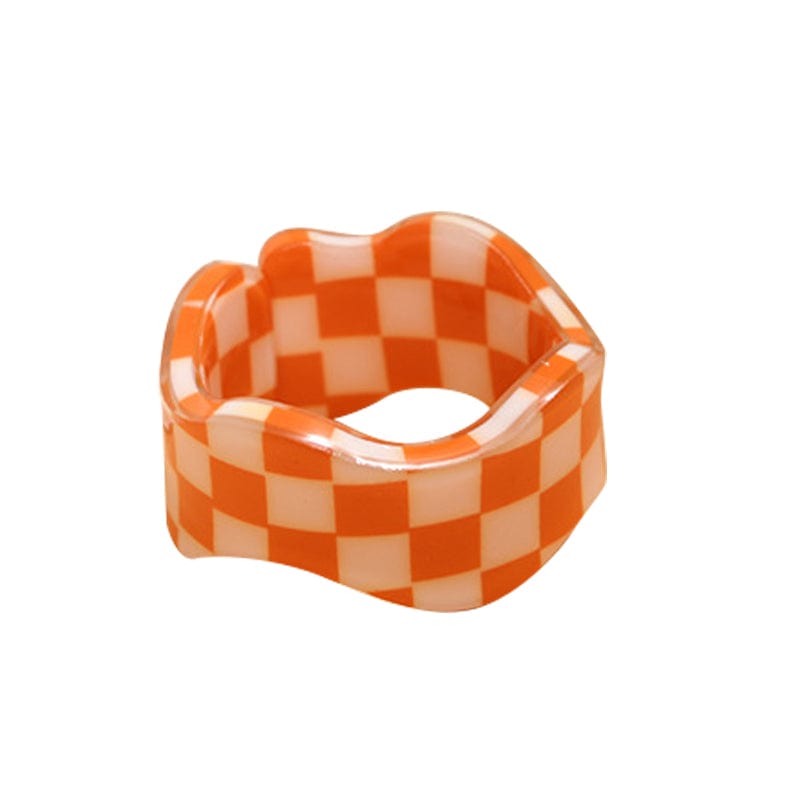 Acetate Chessboard Ring - Orange | NueShiny