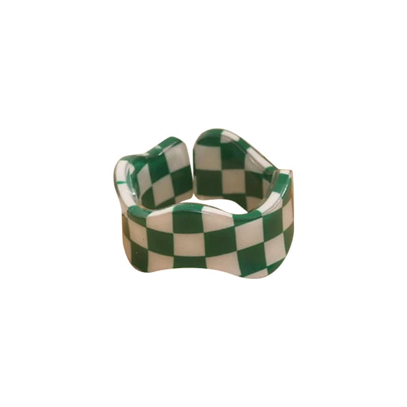 Acetate Chessboard Ring - Green | NueShiny