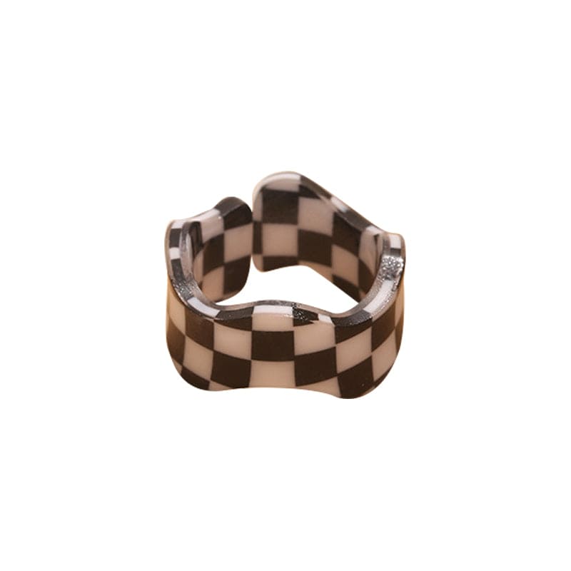 Acetate Chessboard Ring - Black | NueShiny