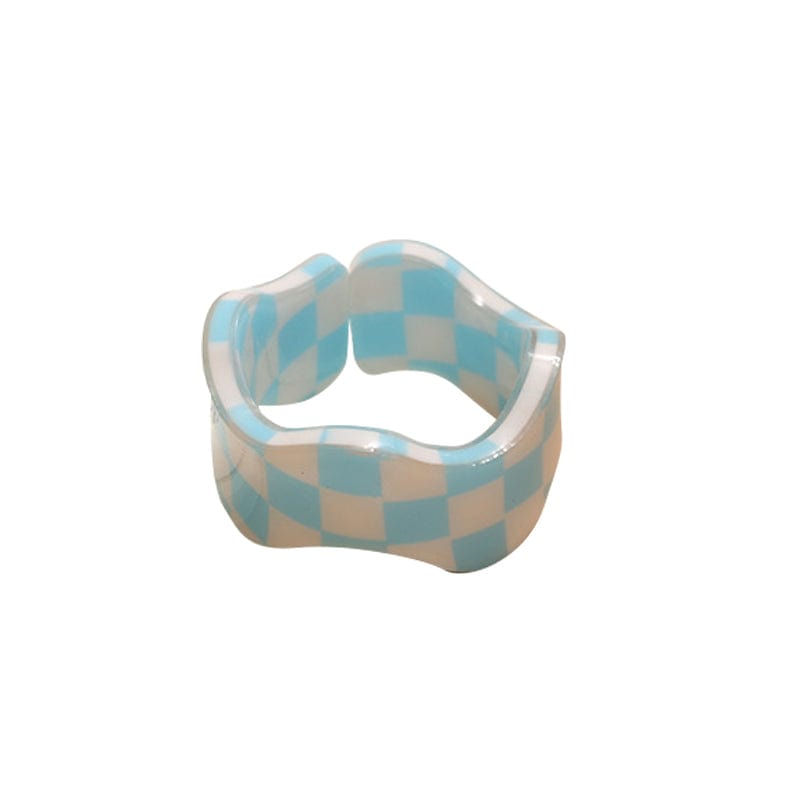 Acetate Chessboard Ring - Sky Blue | NueShiny