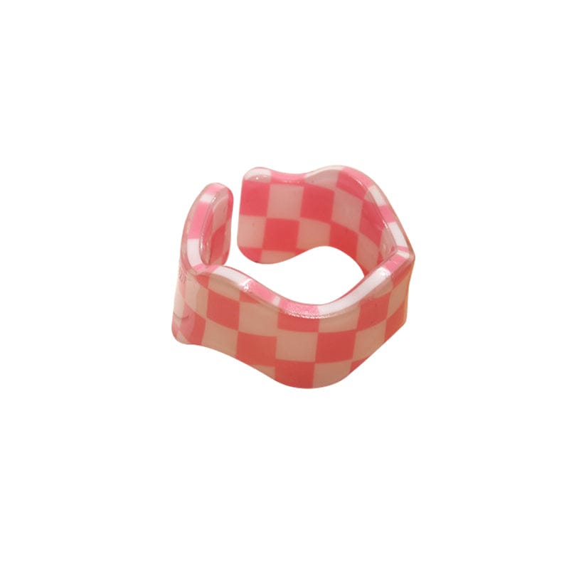 Acetate Chessboard Ring - Pink | NueShiny