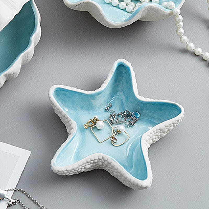 Starfish Ceramic Jewelry Plate - Sea Blue | NueShiny