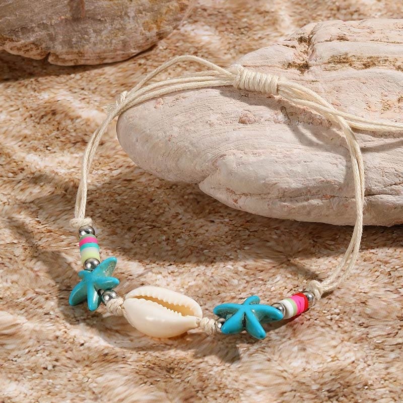 Polymer Clay Starfish Shell Braided Bracelet | NueShiny