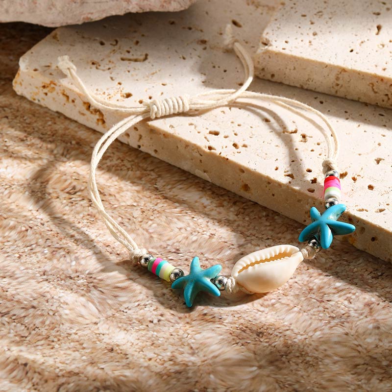 Polymer Clay Starfish Shell Braided Bracelet | NueShiny