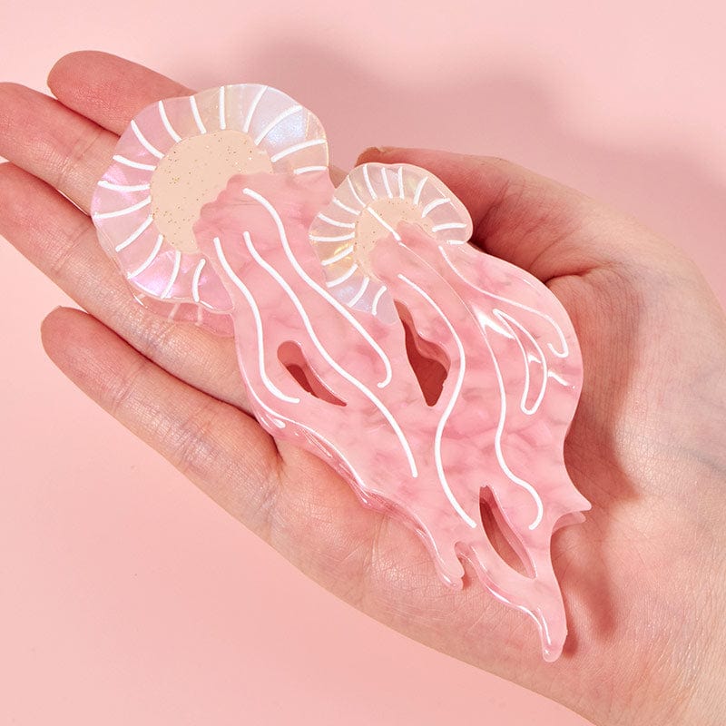 Large Mother And Child Jellyfish Pink Hair Claw | NueShiny