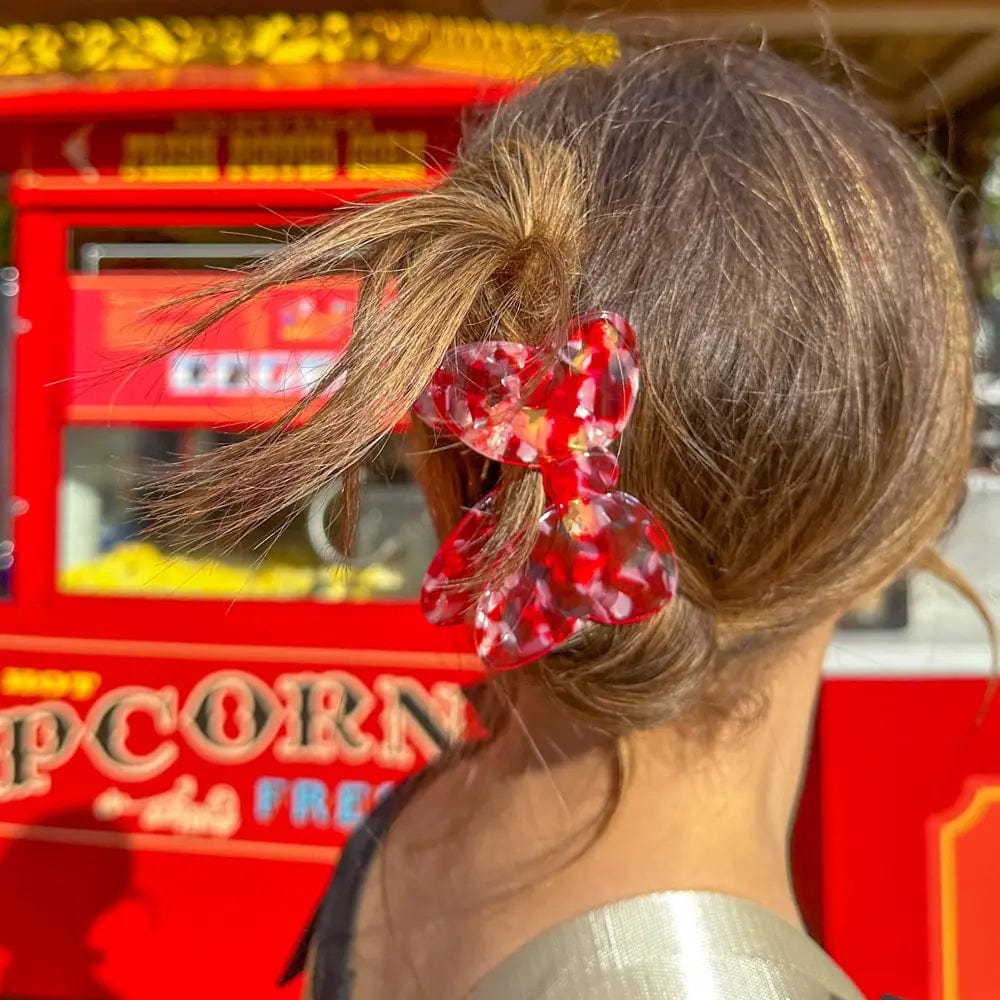 Red Floral Lovely Bow Hair Clip Claw丨NueShiny