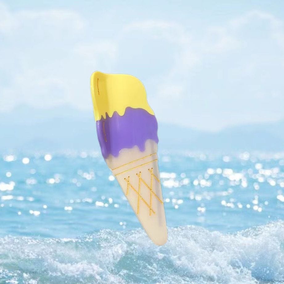 Yellow Purple Sweet Ice Cream Cone Hair Claw丨NueShiny