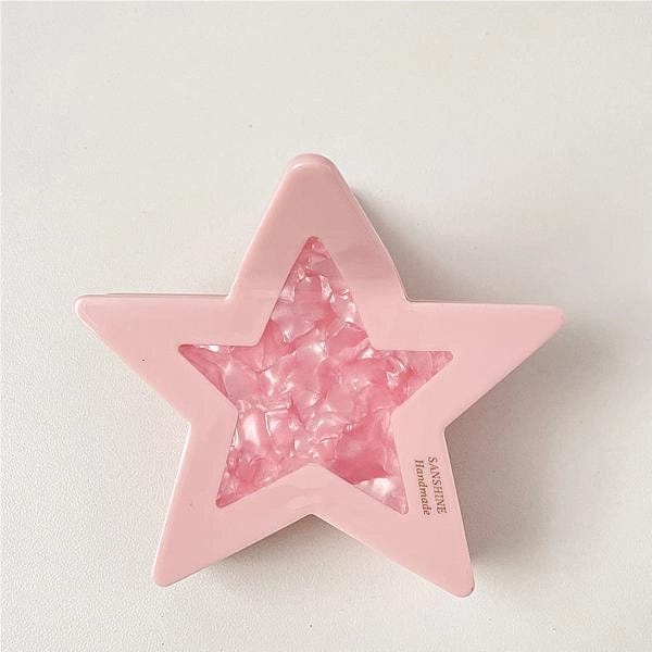 Pink Contrasting Color Stars Hair Clip Claw丨NueShiny