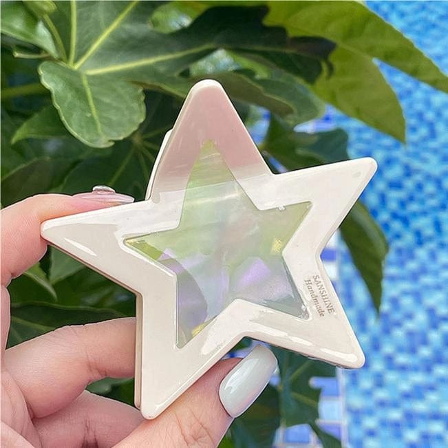 White Contrasting Color Stars Hair Clip Claw丨NueShiny