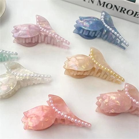 Tulip & Pearl Sweet Pink Hair Clip Claw丨NueShiny