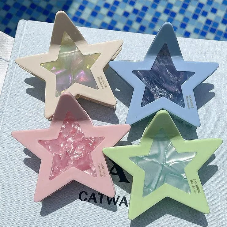 White Contrasting Color Stars Hair Clip Claw丨NueShiny