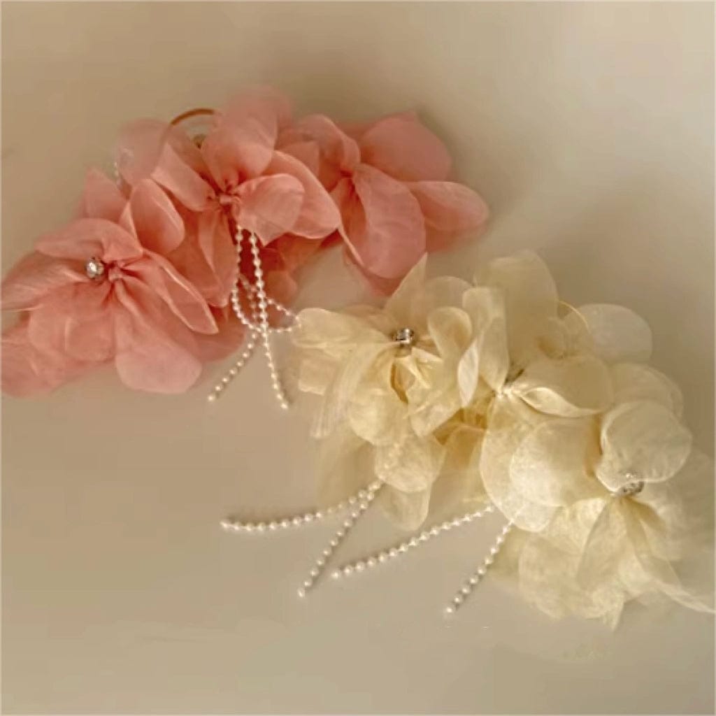 Pink Gentle Vintage Pearl Flower Hair Claw丨NueShiny