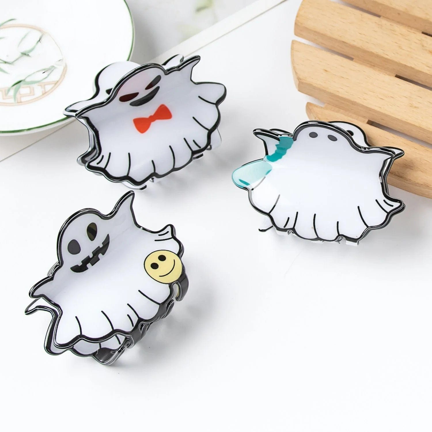 Smiley Face Ghost  Halloween Hair Claw Clip丨NueShiny