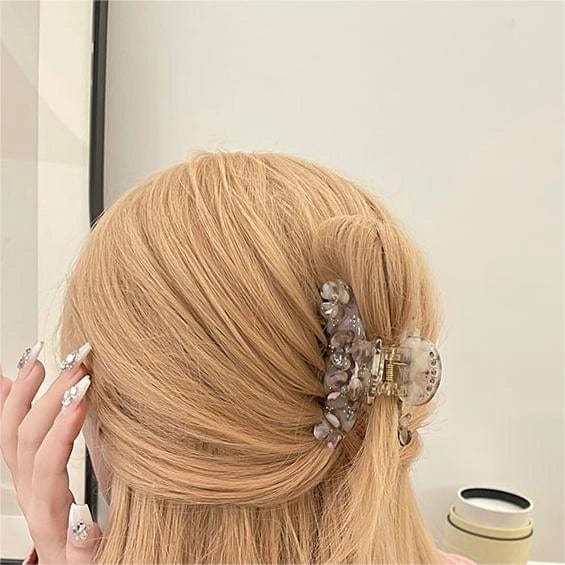 Colorful Gray Diamond Small Flower Elegant Hair Claw丨NueShiny