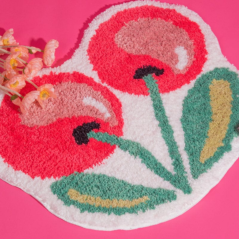 Cherry Fluffy Rug Handmade Tufted丨NueShiny