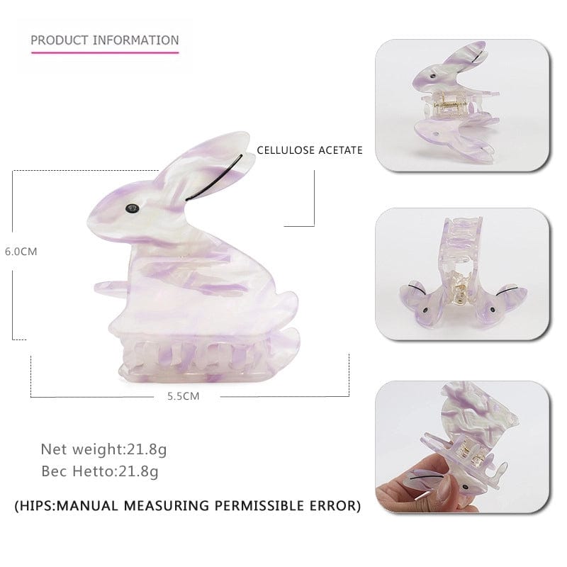 Transparent Purple Fresh Bunny Rabbit Sweet Cute Hair Claw丨NueShiny