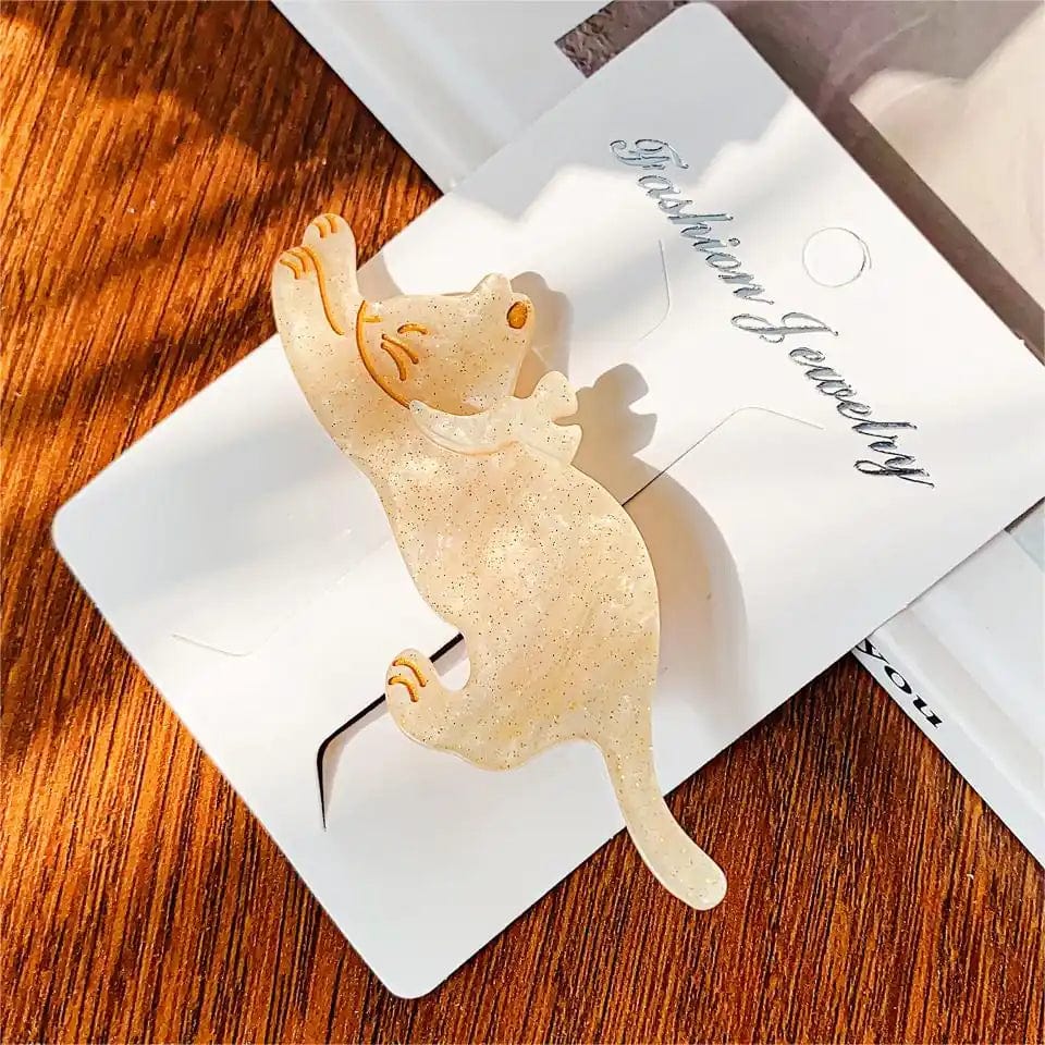 Champagne Cat Acetate Hair Clip Duckbill Clip丨NueShiny