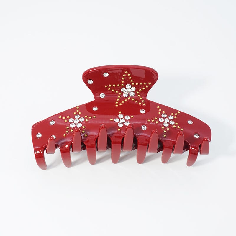 Star Diamond Glitter Hair Claw In Red |丨NueShiny