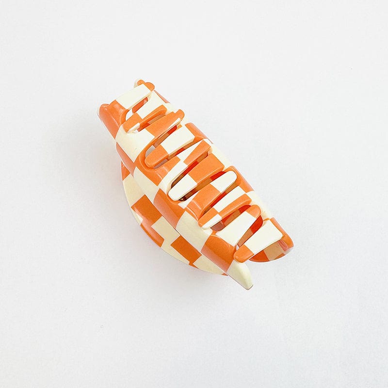 Y2K Orange Checkerboard Claw Clip