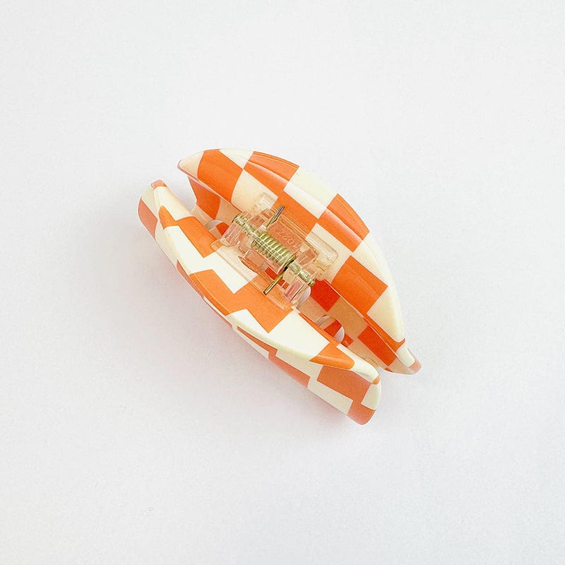 Y2K Orange Checkerboard Claw Clip