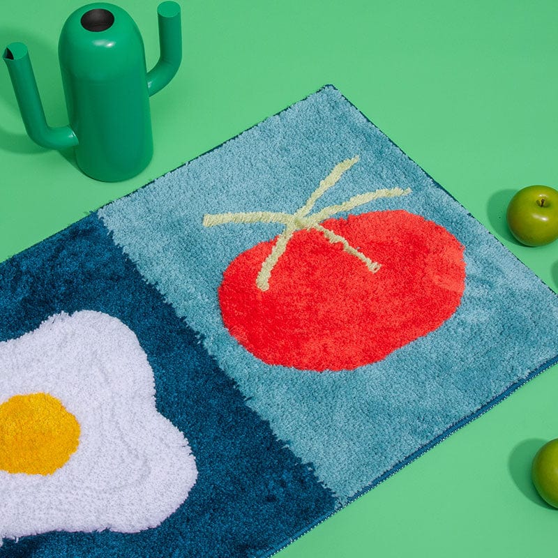 Fried Egg Tomato Tufted Rug Green Decor丨NueShiny