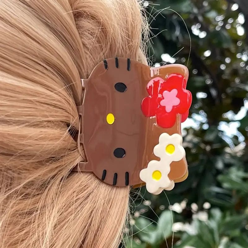 Brown Kitty Cartoon Hair Claw Clip丨NueShiny