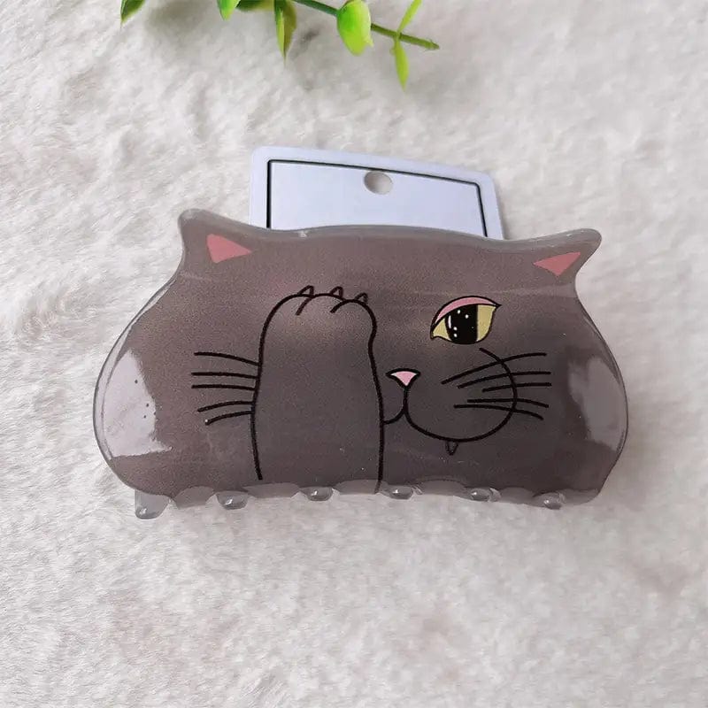 Dark Grey Cartoon Kitty Cat Hair Claw丨NueShiny