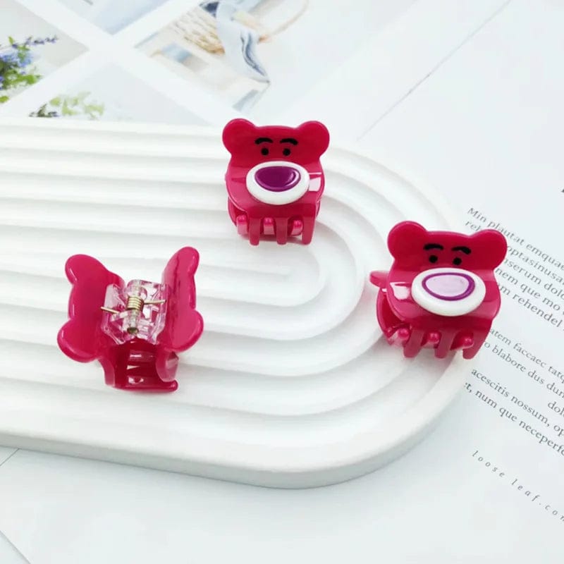 3Pcs Cute Small Strawberry Bear Cartoon Hair Claw丨NueShiny