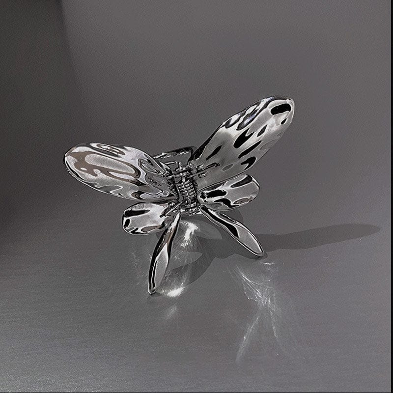 Cool Silver Liquid Metal Butterfly Hair Claw丨NueShiny