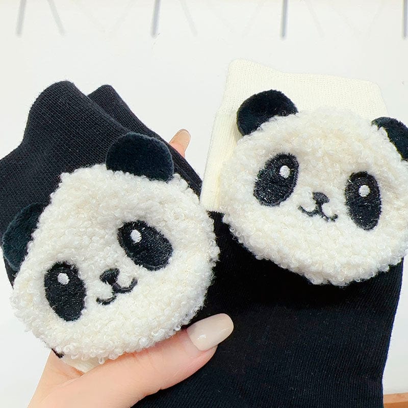 Black Cartoon Panda Socks丨NueShiny