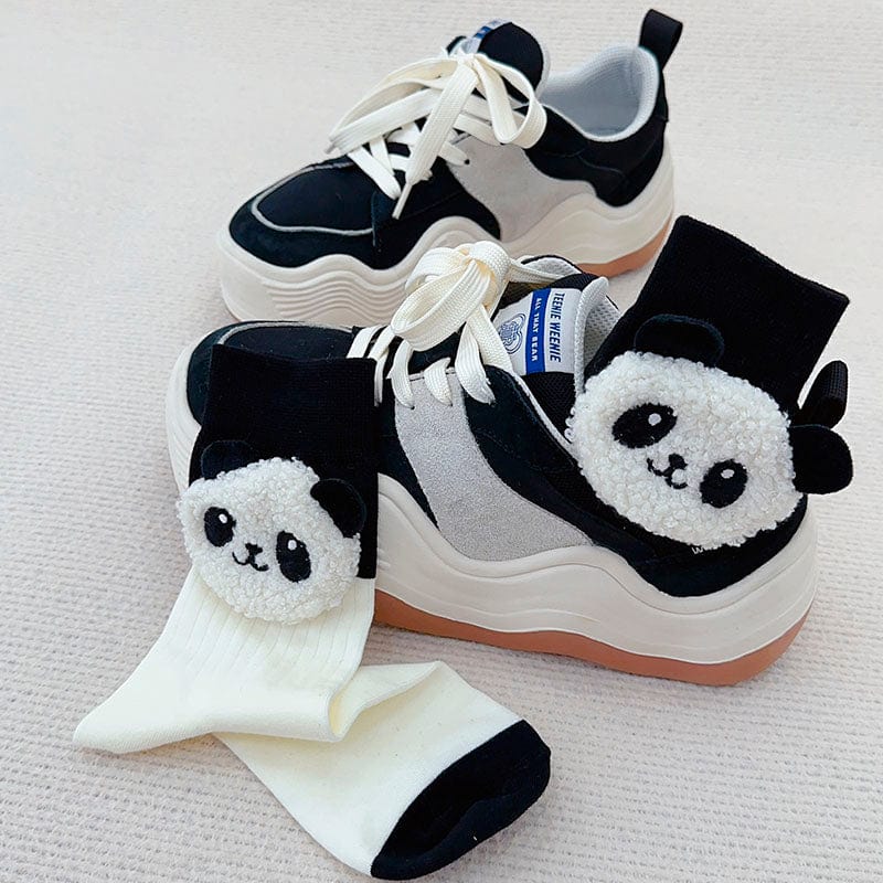 White Cartoon Panda Socks丨NueShiny