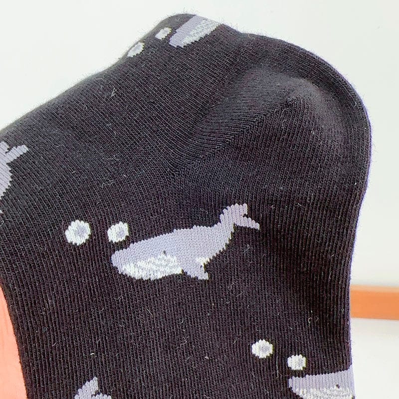 Whale Swim in the Ocean Series Black Socks丨NueShiny