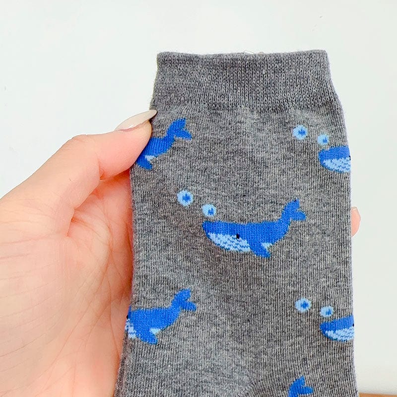 Whale Swim in the Ocean Series Grey Socks丨NueShiny