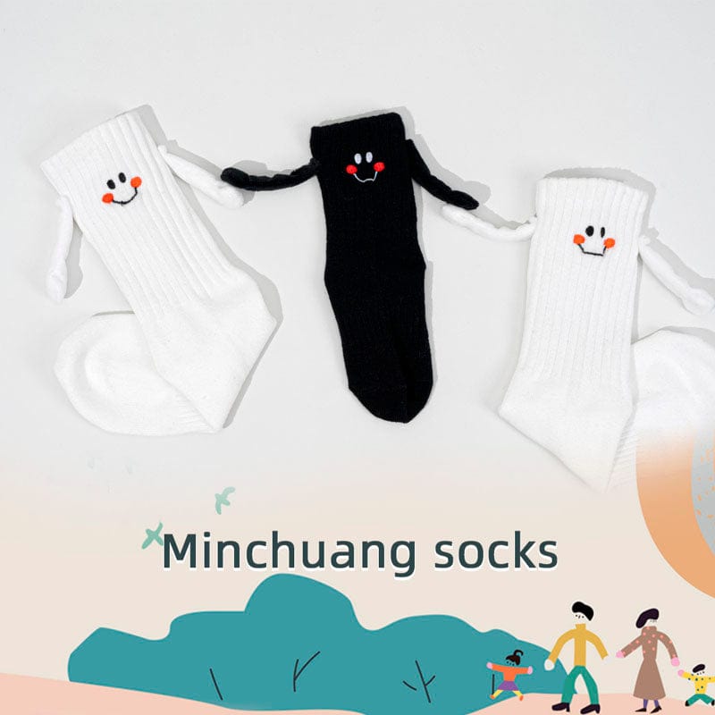 Funny Magnetic Couple Holding Hands Black Socks丨NueShiny