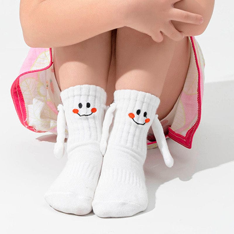 Funny Children Holding Hands White Socks (6-9 Years Old)丨NueShiny