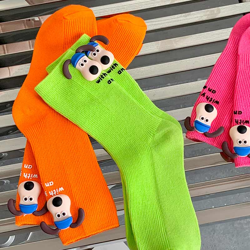 Orange Cartoon Puppy Socks丨NueShiny