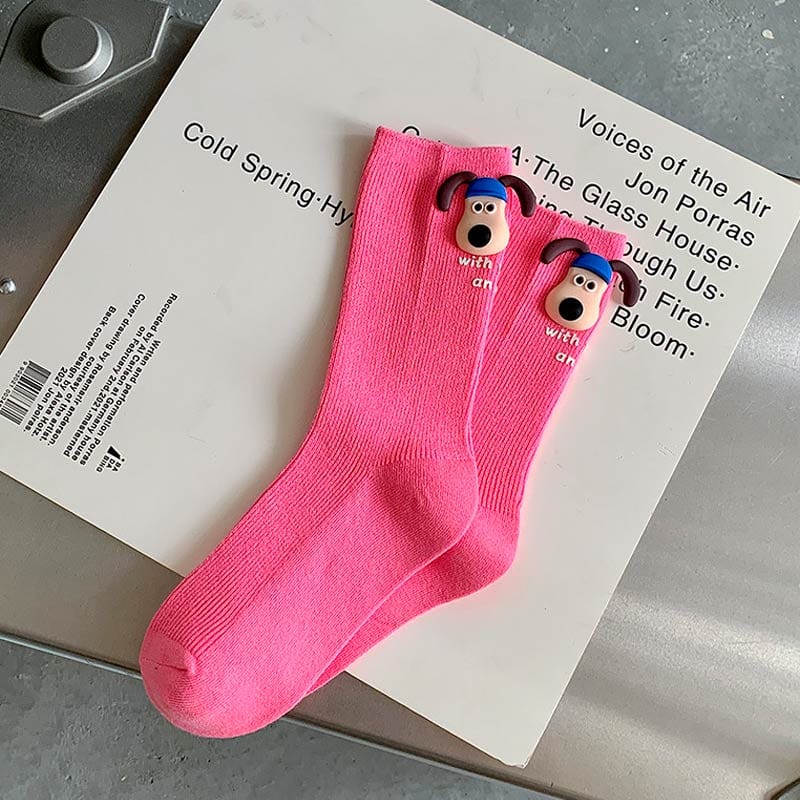 Rosy Cartoon Puppy Socks丨NueShiny