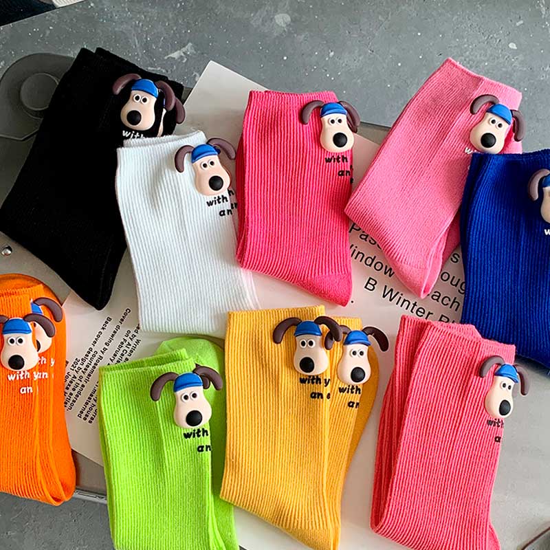 Rosy Cartoon Puppy Socks丨NueShiny