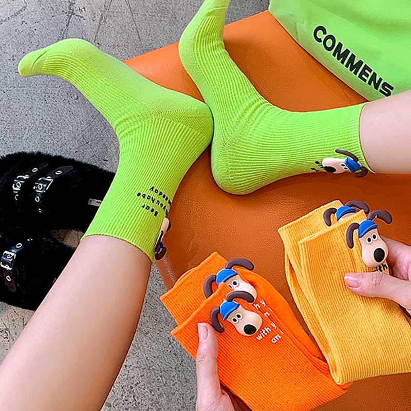 Green Cartoon Puppy Socks丨NueShiny