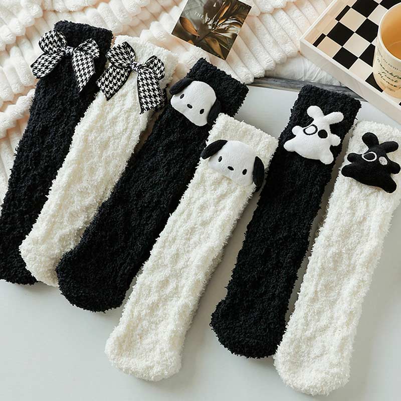 Black Fleece Bunny Socks丨NueShiny