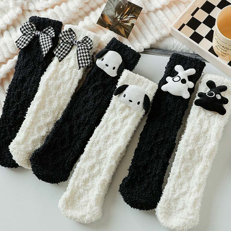 White Fleece Cute Dog Socks丨NueShiny