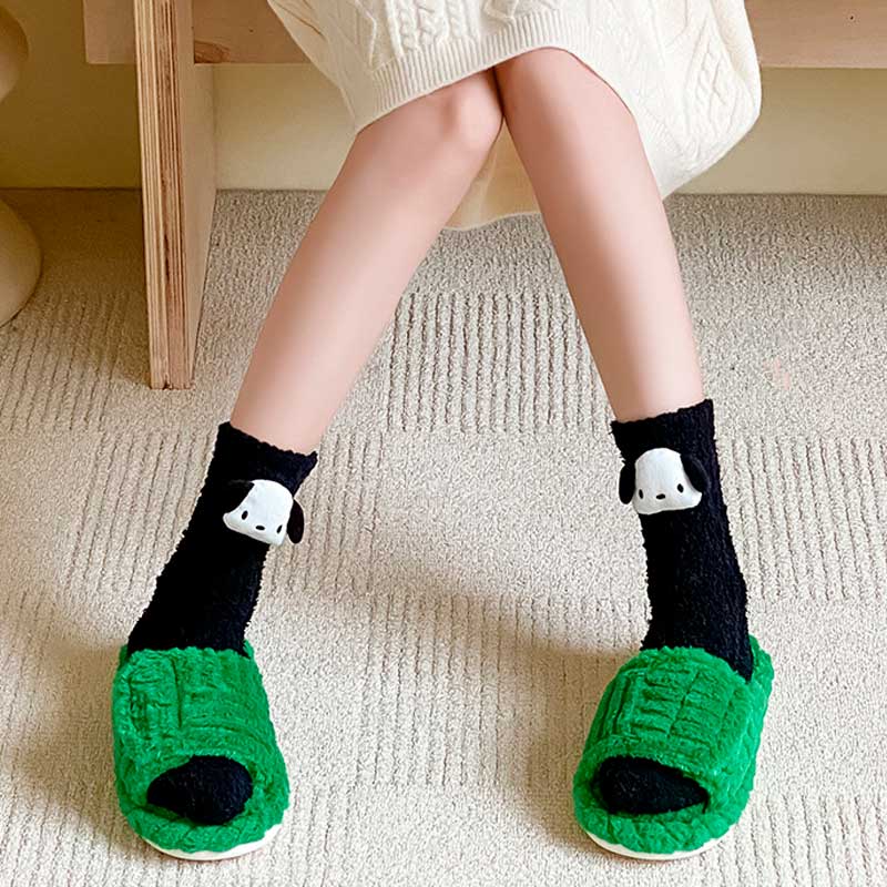 Black Fleece Cute Dog Socks丨NueShiny