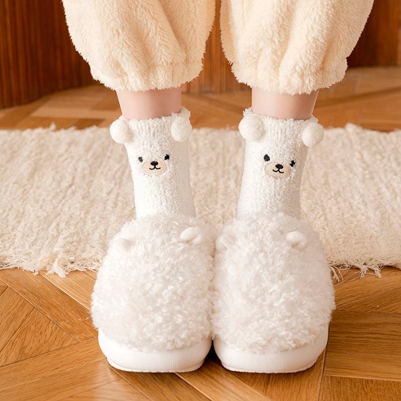 White Fleece Thick Socks丨NueShiny