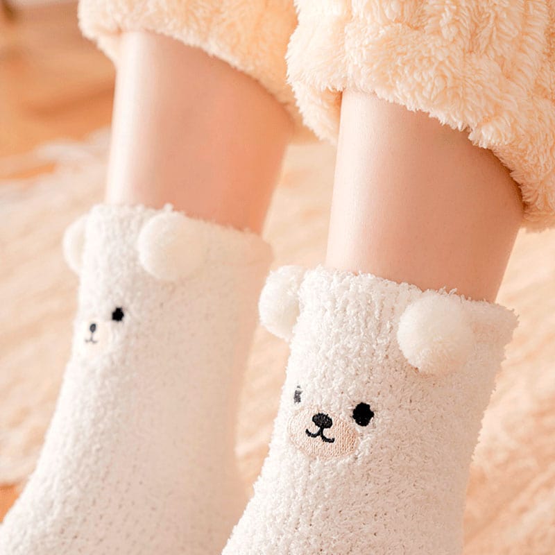 White Fleece Thick Socks丨NueShiny